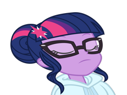 Size: 4000x3000 | Tagged: safe, artist:ivacatherianoid, imported from derpibooru, sci-twi, twilight sparkle, equestria girls, friendship games, canterlot high, clothes, crystal prep academy, crystal prep shadowbolts, eyes closed, female, glasses, hoodie, simple background, solo, squashed, that was fast, transparent background, vector, wrong aspect ratio