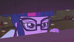 Size: 1366x768 | Tagged: safe, imported from derpibooru, screencap, sci-twi, twilight sparkle, equestria girls, friendship games, female, glasses, sci twi is watching you, solo, soon