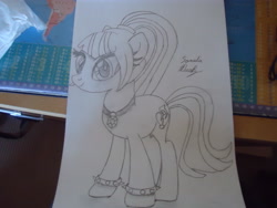 Size: 4320x3240 | Tagged: source needed, safe, artist:peter lugushy, imported from derpibooru, sonata dusk, monochrome, ponified, traditional art