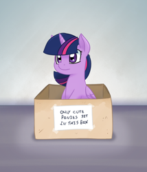 Size: 850x992 | Tagged: safe, artist:adequality, artist:trickydick, edit, imported from derpibooru, twilight sparkle, alicorn, pony, behaving like a cat, box, cardboard box, cute, female, mare, parody, pony in a box, sitting, smiling, solo, truth, twiabetes, twilight sparkle (alicorn)