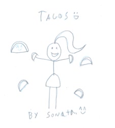 Size: 877x971 | Tagged: safe, artist:sonata dusk, imported from derpibooru, sonata dusk, female, fridge art (literally), joke art, smiley face, solo, sonataco, stylistic suck, taco, that siren sure does love tacos, traditional art