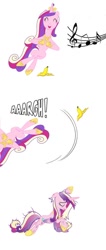 Size: 436x1024 | Tagged: safe, edit, imported from derpibooru, princess cadance, banana, falling