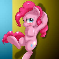 Size: 1000x1000 | Tagged: safe, artist:ushiro no kukan, imported from derpibooru, pinkie pie, armpits, female, solo, tongue out