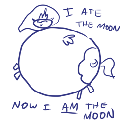 Size: 500x500 | Tagged: safe, artist:artylovr, imported from derpibooru, princess luna, :>, edible heavenly object, fat, female, monochrome, moon, moonbutt, praise moon, smiling, solo, tangible heavenly object