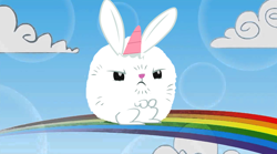 Size: 1264x704 | Tagged: safe, imported from derpibooru, angel bunny, fluffy, fluffy angel, pink fluffy unicorns dancing on rainbows, rainbows