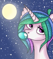 Size: 761x857 | Tagged: safe, artist:dolphininspace, imported from derpibooru, princess celestia, female, gum, moonlight, night, solo