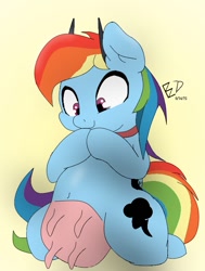 Size: 595x788 | Tagged: safe, artist:epicacrylic, imported from derpibooru, rainbow dash, oc, oc:raincow dash, cow, alternate cutie mark, cute, dashabetes, rainbovine dash, solo, udder