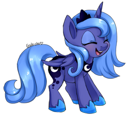 Size: 936x864 | Tagged: safe, artist:ambunny, imported from derpibooru, princess luna, alicorn, pony, cute, eyes closed, female, filly, happy, laughing, lunabetes, open mouth, s1 luna, simple background, solo, transparent background, woona