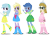 Size: 1318x912 | Tagged: safe, artist:punzil504, imported from derpibooru, archer (character), cotton cloudy, dinky hooves, scootablue, zippoorwhill, equestria girls, cottondinarchzip, equestria girls-ified, simple background, transparent background