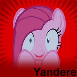 Size: 250x250 | Tagged: safe, imported from derpibooru, pinkie pie, derpibooru, female, meta, pinkamena diane pie, solo, spoilered image joke, yandere, yandere pie