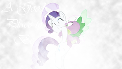 Size: 3840x2160 | Tagged: safe, artist:laszlvfx, edit, imported from derpibooru, rarity, spike, female, hug, male, shipping, sparity, straight, wallpaper, wallpaper edit