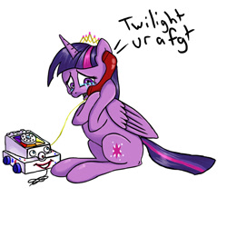 Size: 2000x2000 | Tagged: safe, artist:slamjam, imported from derpibooru, twilight sparkle, alicorn, pony, abuse, crying, female, mare, phone, telephone, toy story, twilight sparkle (alicorn), twilybuse, ur a faget, vulgar