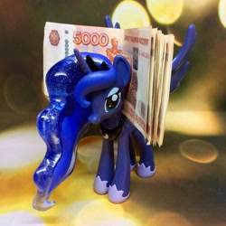 Size: 1936x1936 | Tagged: safe, imported from derpibooru, princess luna, bank note, funko, irl, money, photo, ruble, russia, russian, solo, toy