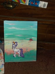 Size: 344x461 | Tagged: safe, artist:pinkpearlapple, imported from derpibooru, tree of harmony, oc, oc only, oc:harmony (heilos), acrylic painting, elements of harmony, painting, photo, sunset, traditional art, unshorn fetlocks
