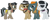 Size: 1600x644 | Tagged: safe, artist:evilfrenzy, imported from derpibooru, biff, doctor caballeron, rogue (character), withers, daring don't, bandana, clothes, collar, glasses, hat, henchmen, rogue (g4), rule 63, shirt, vest