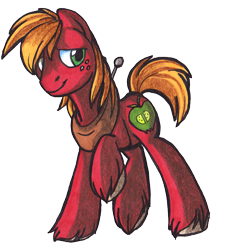 Size: 1174x1264 | Tagged: safe, artist:empresspony, imported from derpibooru, big macintosh, earth pony, pony, dork, male, solo, stallion, traditional art