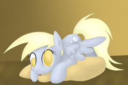 Size: 1050x700 | Tagged: safe, artist:idsmehlite, imported from derpibooru, derpy hooves, pegasus, pony, female, mare, pillow, solo