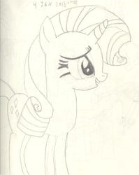 Size: 1628x2041 | Tagged: safe, artist:barryfrommars, imported from derpibooru, rarity, female, monochrome, solo, traditional art
