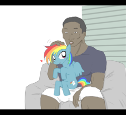 Size: 800x732 | Tagged: safe, artist:atouda, imported from derpibooru, rainbow dash, human, a midsummer night's dirty dream, anatomically incorrect, heart, incorrect leg anatomy, petting