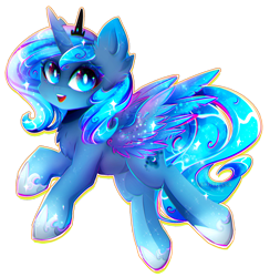 Size: 1838x1885 | Tagged: safe, artist:koveliana, imported from derpibooru, princess luna, alicorn, chest fluff, chromatic aberration, color porn, colored pupils, ear fluff, female, filly, happy, simple background, solo, spread wings, transparent background, wing fluff, wings, woona