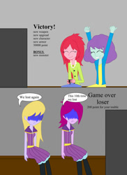 Size: 763x1048 | Tagged: safe, artist:night-shadow7, imported from derpibooru, blueberry pie, fuchsia blush, lavender lace, raspberry fluff, equestria girls, rainbow rocks, background human