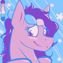 Size: 2000x2000 | Tagged: safe, artist:whisperfoot, imported from derpibooru, oc, oc only, oc:neon flight, color palette challenge, smiling, solo