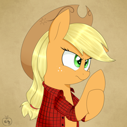 Size: 1600x1600 | Tagged: safe, artist:notenoughapples, imported from derpibooru, applejack, clothes, female, shirt, solo