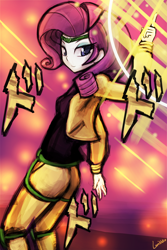 Size: 750x1125 | Tagged: safe, artist:lumineko, imported from derpibooru, rarity, equestria girls, clothes, commission, cosplay, costume, dio brando, female, headband, jojo's bizarre adventure, parody, solo