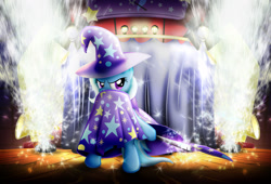 Size: 2230x1520 | Tagged: safe, artist:dcpip, imported from derpibooru, trixie, pony, unicorn, female, fireworks, mare, solo, stage