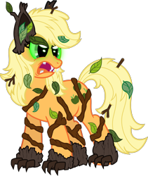 Size: 6000x7093 | Tagged: safe, artist:wewius, imported from derpibooru, applejack, hengstwolf, original species, timber pony, timber werepony, timber wolf, werewolf, absurd resolution, fangs, female, glowing eyes, solo, species swap, timber wolfified, timberjack