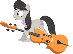 Size: 7637x5620 | Tagged: safe, artist:caliazian, imported from derpibooru, octavia melody, earth pony, pony, slice of life (episode), absurd resolution, background pony, bowtie, cello, female, long mane, musical instrument, open mouth, simple background, solo, transparent background, vector