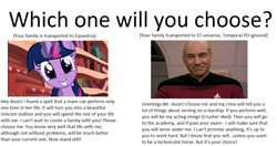 Size: 1140x601 | Tagged: safe, imported from derpibooru, screencap, twilight sparkle, human, bronybait, choice, implied transformation, jean-luc picard, magic, meta, star trek, star trek: the next generation