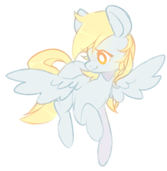 Size: 564x575 | Tagged: safe, artist:buljong, imported from derpibooru, derpy hooves, pegasus, pony, ask doctor whooves, cute, derpabetes, female, flying, looking back, mare, simple background, solo, spread wings, white background, white pupils, wings