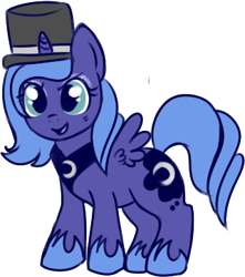 Size: 320x362 | Tagged: safe, artist:lulubell, imported from derpibooru, princess luna, alicorn, pony, female, filly, hat, simple background, solo, top hat, transparent background, woona