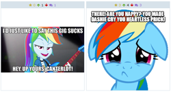 Size: 514x284 | Tagged: safe, imported from derpibooru, rainbow dash, derpibooru, equestria girls, exploitable meme, juxtaposition, meme, meta