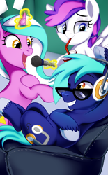 Size: 975x1575 | Tagged: safe, artist:pepooni, imported from derpibooru, oc, oc only, oc:blank canvas, oc:hoof beatz, oc:mane event, bronycon, bronycon 2015, bronycon mascots, headphones, hoofevent, microphone