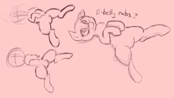 Size: 1066x603 | Tagged: safe, artist:post-it, imported from derpibooru, belly, dialogue, hnnng, monochrome, sketch, solo