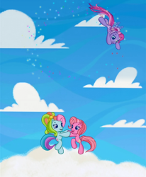 Size: 740x897 | Tagged: safe, imported from derpibooru, screencap, pinkie pie, pinkie pie (g3), rainbow dash, rainbow dash (g3), starsong, twinkle wish adventure, cloud, cloudy, dancing, g3 panorama, g3.5, sky, that's what makes a friend