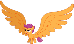 Size: 10000x5900 | Tagged: safe, artist:mpnoir, imported from derpibooru, scootaloo, do princesses dream of magic sheep, absurd resolution, female, impossibly large wings, simple background, solo, transparent background, vector
