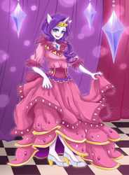 Size: 1024x1391 | Tagged: safe, artist:buryooooo, imported from derpibooru, rarity, anthro, clothes, dress, female, gala dress, pony coloring, solo