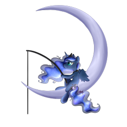 Size: 2000x2000 | Tagged: safe, artist:midnightpremiere, imported from derpibooru, princess luna, dreamworks, female, fishing rod, moon, parody, simple background, solo, tangible heavenly object, transparent background