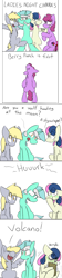 Size: 450x2012 | Tagged: safe, artist:input-command, deleted from derpibooru, imported from derpibooru, berry punch, berryshine, bon bon, derpy hooves, lyra heartstrings, sweetie drops, pony, bipedal, charades, comic, vomit