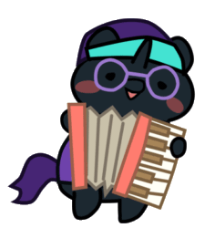 Size: 343x381 | Tagged: safe, artist:omegaozone, imported from derpibooru, oc, oc only, oc:nyx, accordion, animated, gif, mitchirineko march, musical instrument, parade, pony parade, solo