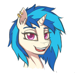 Size: 696x685 | Tagged: safe, artist:ligerstorm, imported from derpibooru, dj pon-3, vinyl scratch, bedroom eyes, female, piercing, portrait, solo, style emulation