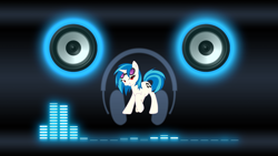 Size: 1920x1080 | Tagged: safe, artist:bronyno786, artist:shelmo69, edit, imported from derpibooru, dj pon-3, vinyl scratch, pony, unicorn, bedroom eyes, cutie mark, female, headphones, hooves, horn, mare, smiling, solo, speaker, speakers, sunglasses, teeth, vector, visualizer, wallpaper, wallpaper edit