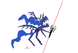 Size: 2152x1461 | Tagged: safe, artist:ncmares, imported from derpibooru, princess luna, angry, crossover, doodle, double lightsaber, female, lightsaber, quality, shitposting, sith, solo, star wars, stylistic suck, troll, weapon