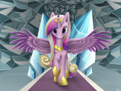 Size: 1600x1200 | Tagged: safe, artist:luminousdazzle, imported from derpibooru, princess cadance, alicorn, pony, female, looking at you, mare, solo, spread wings, wings