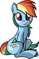 Size: 478x729 | Tagged: safe, artist:veggie55, imported from derpibooru, rainbow dash, pegasus, pony, cute, dashabetes, female, lip bite, mare, simple background, sitting, solo, transparent background