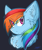 Size: 1024x1225 | Tagged: safe, artist:sharkdoggo, artist:umiko-tan, imported from derpibooru, rainbow dash, black background, bust, chest fluff, ear fluff, female, signature, simple background, solo