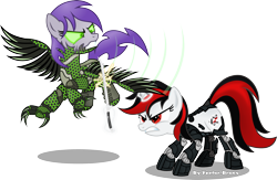 Size: 4469x2917 | Tagged: safe, artist:vector-brony, imported from derpibooru, oc, oc only, oc:blackjack, oc:dawn (project horizons), oc:dawn enclave, cyborg, pony, unicorn, fallout equestria, fallout equestria: project horizons, amputee, cybernetic legs, fallout, level 2 (project horizons), level 3 (harbinger cyberpunk) (project horizons), simple background, transparent background